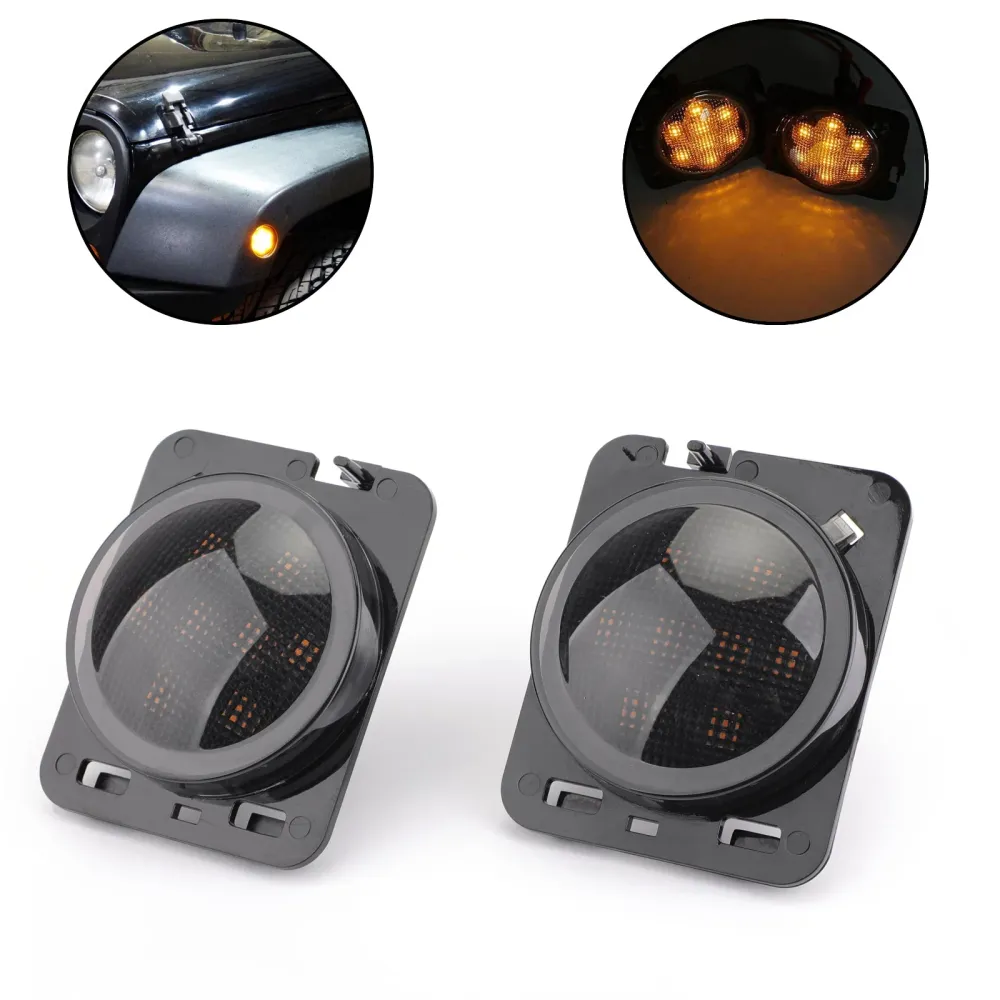 2x front fender parkeringssidemarkør LED sving lys Wrangler JK 2007-15 generisk