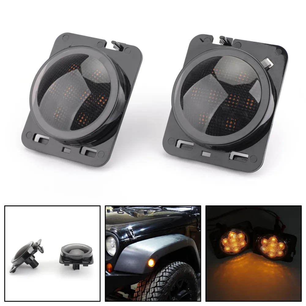 2x front fender parkeringssidemarkør LED sving lys Wrangler JK 2007-15 generisk