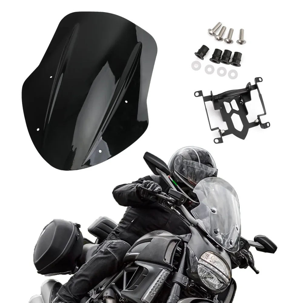 1x frontrute frontrute vind deflektor beskyttelse ducati diavel 14-18 svart
