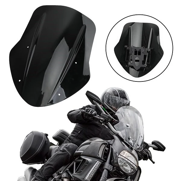 1x frontrute frontrute vind deflektor beskyttelse ducati diavel 14-18 svart
