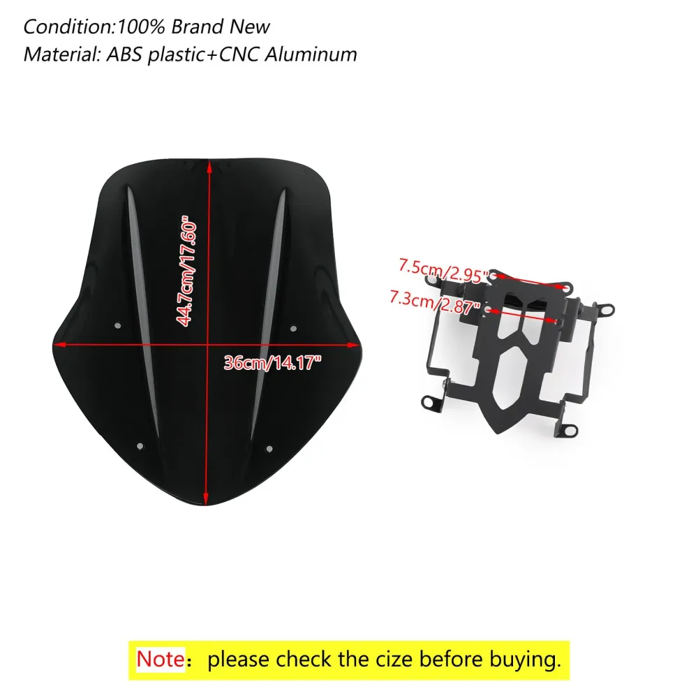 1x frontrute frontrute vind deflektor beskyttelse ducati diavel 14-18 svart