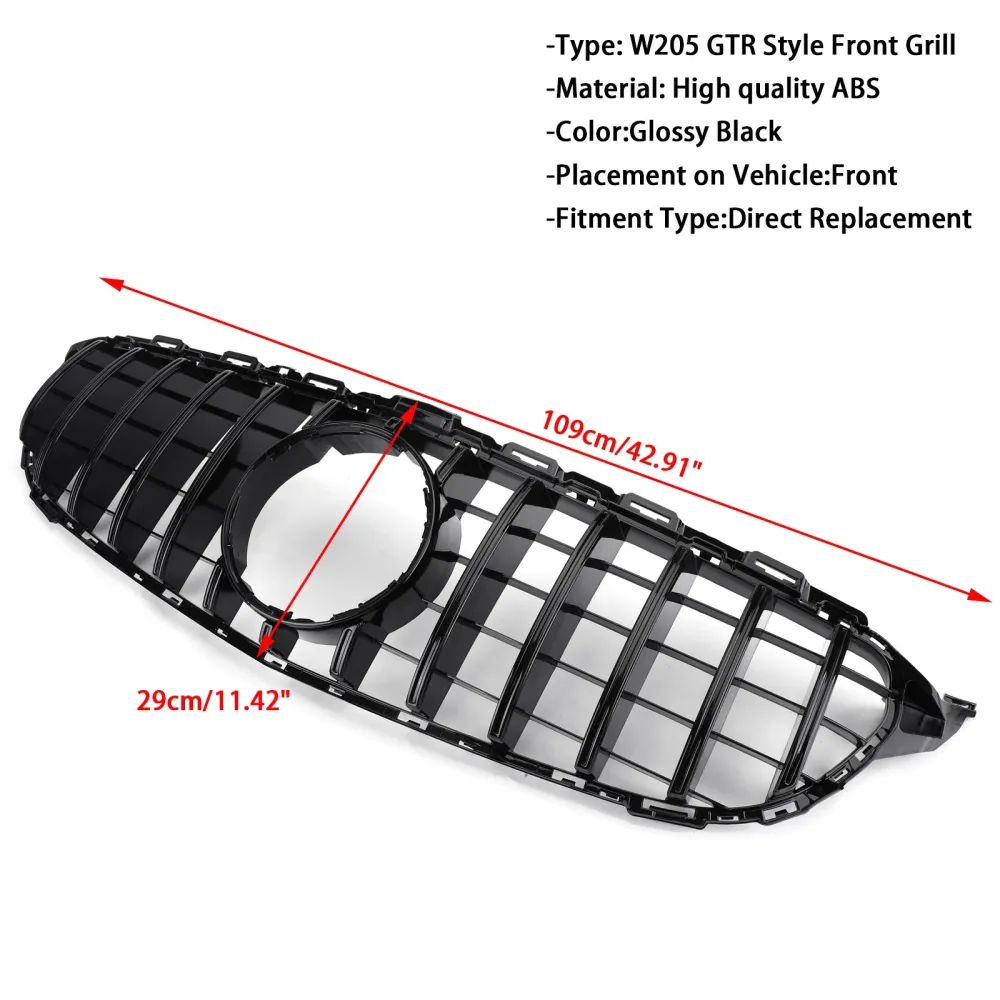 GTR-stil frontfangergrill 2015-2018 Mercedes-Benz C-Klasse W205 (C200, C250, C300, C350)