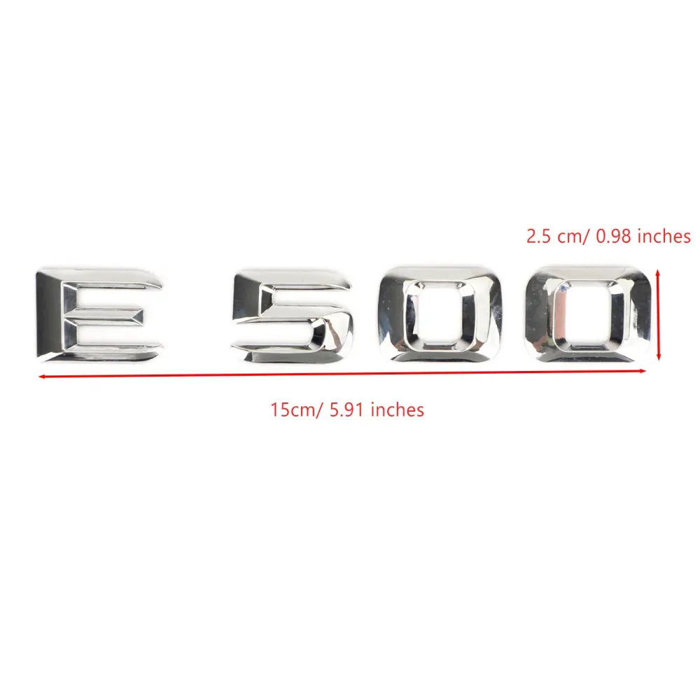Mercedes E500 bakre trunkemblem Badge NamePlate Decal Letters Numbers
