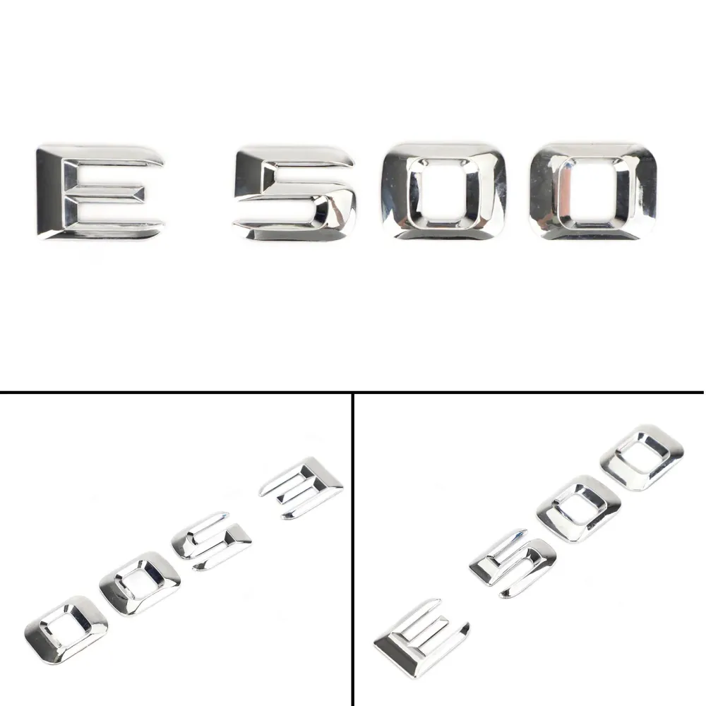 Mercedes E500 bakre trunkemblem Badge NamePlate Decal Letters Numbers