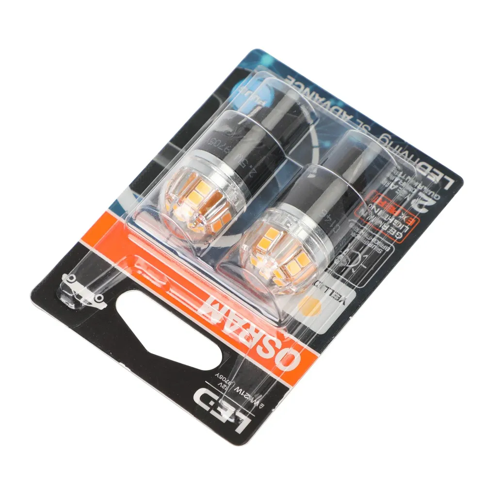 2x OSRAM 9705Y Bil Auxiliary Pærer LED WY21W 12V2.5W WX3X16D Generisk