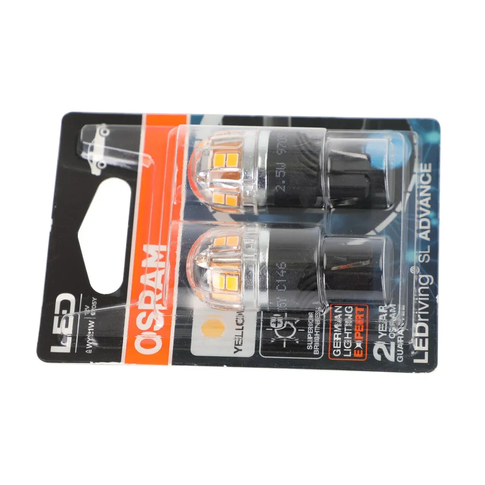 2x OSRAM 9705Y Bil Auxiliary Pærer LED WY21W 12V2.5W WX3X16D Generisk