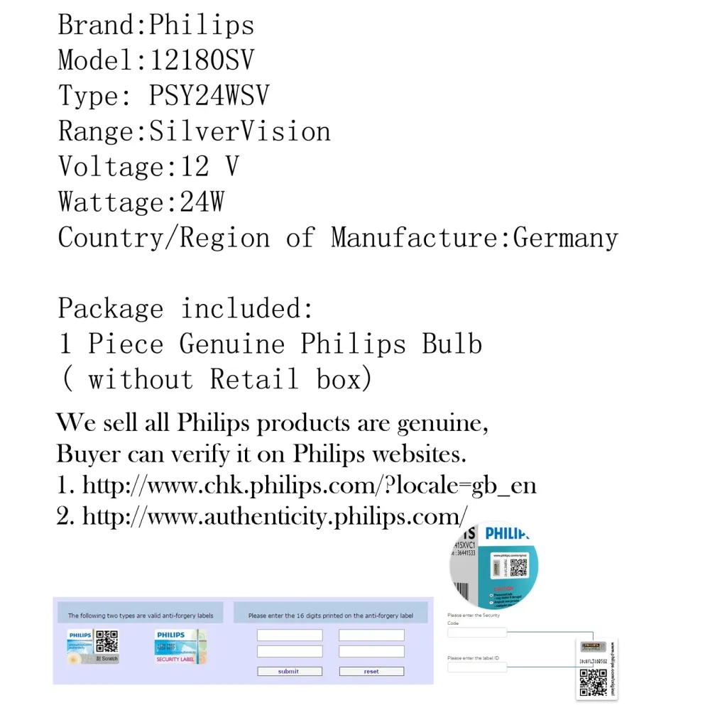 Philips PSY24WSV PSY24W 12180SV 12180 Sølvpære PG20-4 Turn Singal Light Generic