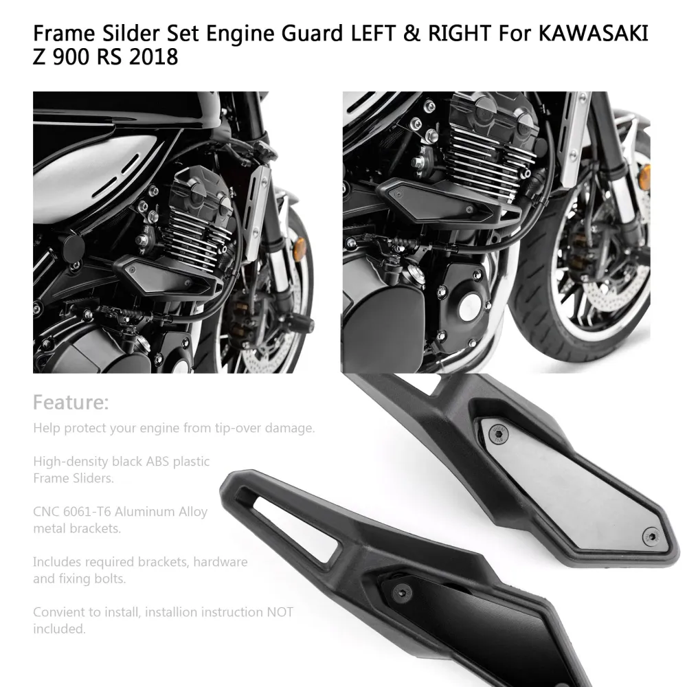 Rammeslider SETT Motorbeskyttelse VENSTRE & HØYRE 2018 Kawasaki Z 900 RS Generisk
