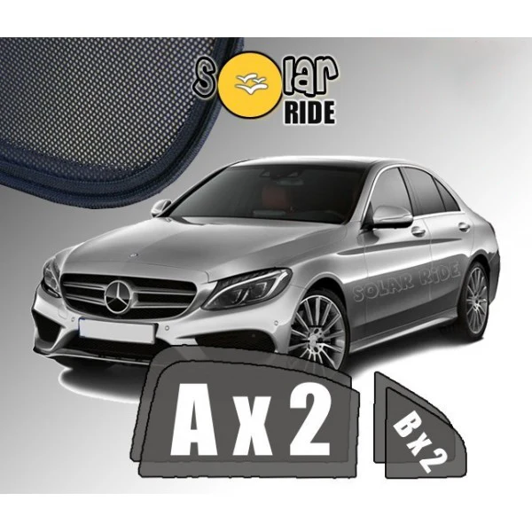 Solskjerm Mercedes C-Klasse (W205) Sedan (2014-2021) (4 stk)