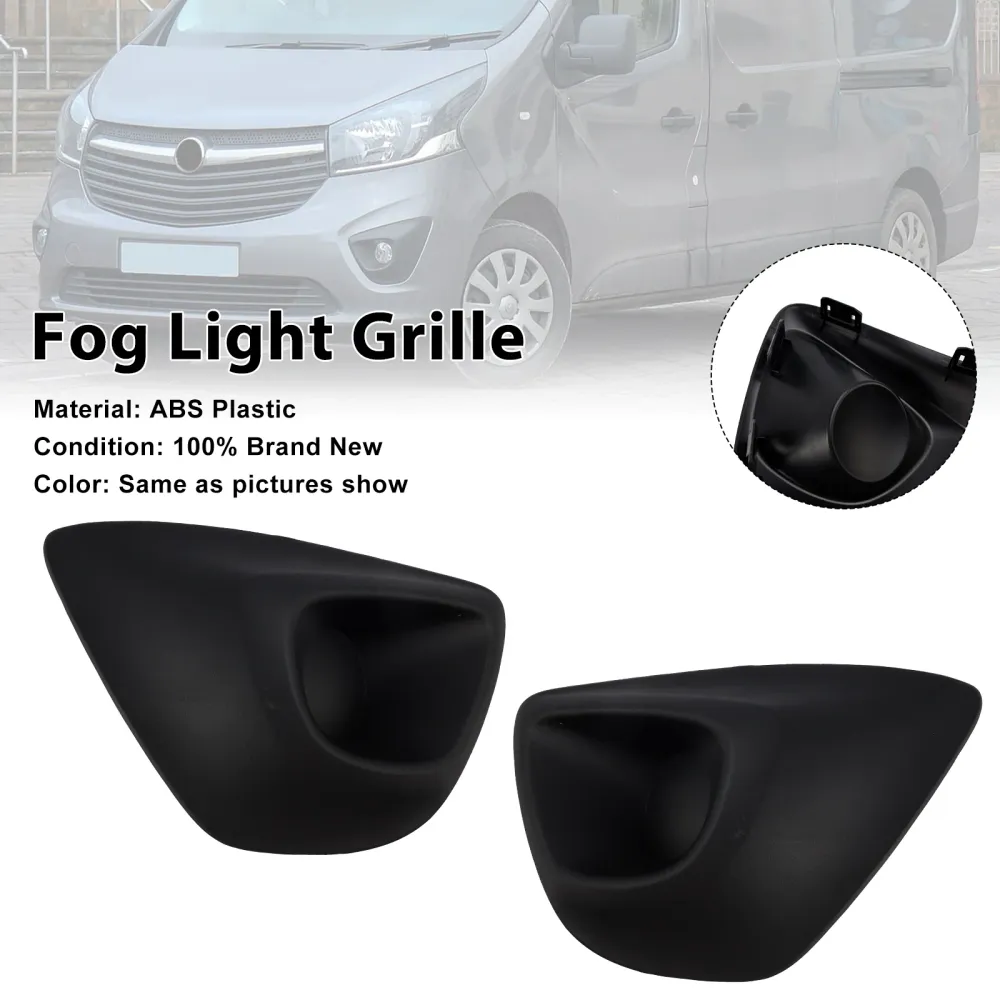 2 stk front støtfanger tåke lysdeksel gitter fit vauxhall vivaro b mk2 2015-2019