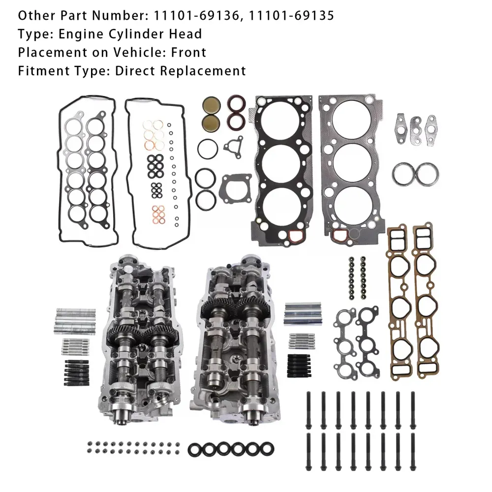 2 stk. sylinderhode & Pakninger & Bolter Toyota 3.4L 5VZFE Tacoma 4Runner 1995-2004