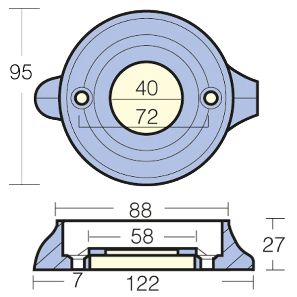 Tecnoseal, sink ring 120s, Ø 97 mm, hullavstand 72 mm, hull Ø 7 mm, 1141040