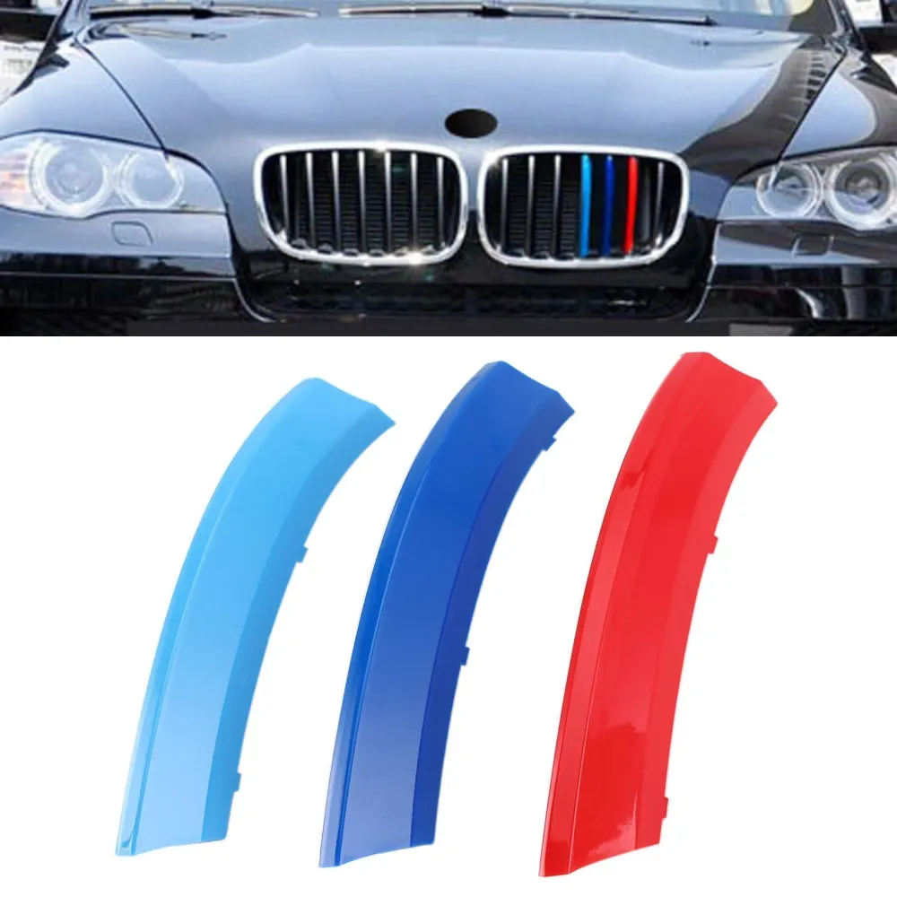 Tri-Colour Front Grille Grill Cover Strips Clipp Trim BMW X5 2008-2013