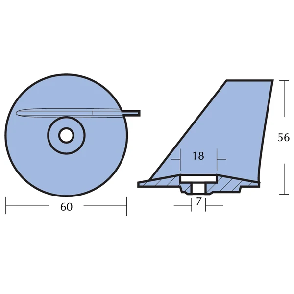 Tecnoseal, sink anode Mercury/Tohatsu 30-40 HK 2-T, Ø 60 mm, 853762
