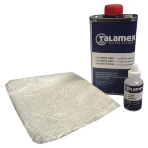 Talamex, polyester reparasjonssett, 250 g harpiks, 20 ml herder, 0,5 m² glassfiber