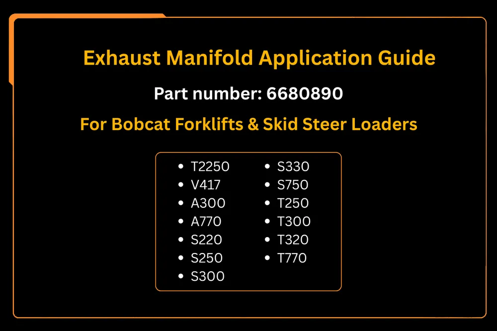 Eksosmanifold 6680890 Ettermarkedserstatning Bobcat T2250 V417 A300 A770 S220 S250 S300 S330 S770 T250 T300 T320 T770