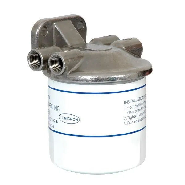 Bensinfilter - 10 mikron - RF stål, komplett med slangekobling 3/8" - 10 mm