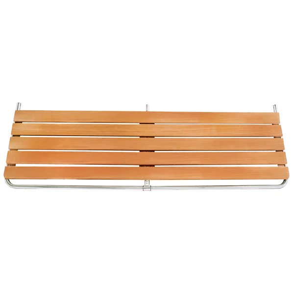 Badeplattform L-170cm D-55cm Ø25mm rør, AISI 316 rustfritt stål med teak
