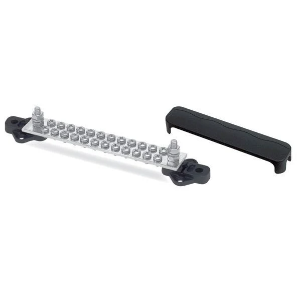 BEP, Elektrisk koblingsblokk med deksel svart, 2 inn / 24 ut, 150 , 204 mm, fortinnet messing, Max 48V DC / 300V AC