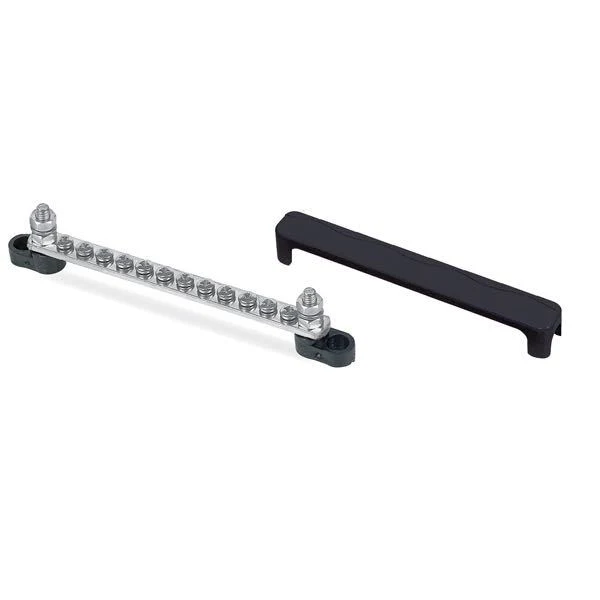 BEP, Elektrisk monteringsblokk m. deksel, svart, 2 inn / 12 ut, 100 , 48 V DC / 300 V AC