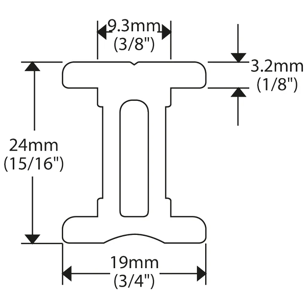 Ronstan, I-skinne 19 mm, 1m, 996 mm