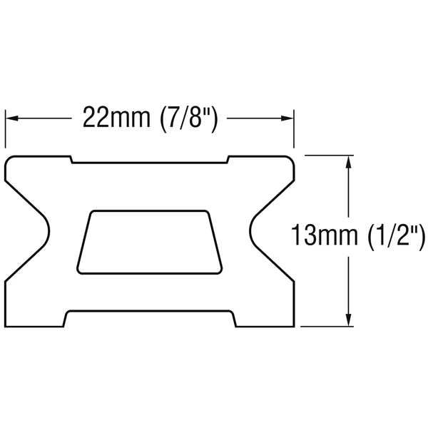 Ronstan, Lap rail Series 22, 6m, svart, 22mm, 100mm hullavstand