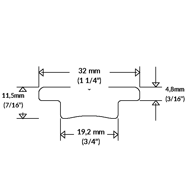 Ronstan, T-skinne alu 32mm, 1,5m