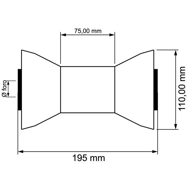 Kjølrull blå 195x110 mm, hull Ø21 mm