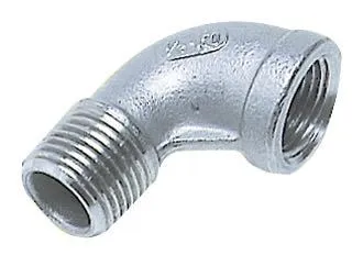 1852, Bøy 90° inn/ut gjenger RF stål, AISI 316, 1/2"