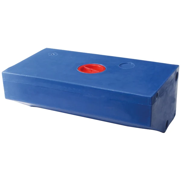 Septiktank, polyetylen, 50 liter, skråstilt, blå, med inspeksjonsdeksel, ISO 8099, 1 stk. 3/8", 2 stk. 1½", 2 stk. ¾", 550...