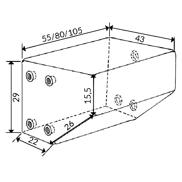 Septiktank, polyetylen, 50 liter, skråstilt, blå, med inspeksjonsdeksel, ISO 8099, 1 stk. 3/8", 2 stk. 1½", 2 stk. ¾", 550...