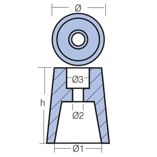 Tecnoseal, sink 1141488, 45 mm (h: 76 mm, Ø1: 48 mm, Ø2: 11 mm, Ø3: 24 mm)
