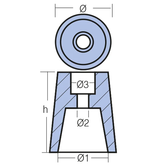 Tecnoseal, sink 1141488, 45 mm (h: 76 mm, Ø1: 48 mm, Ø2: 11 mm, Ø3: 24 mm)