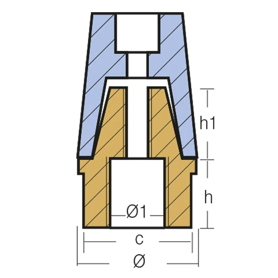Tecnoseal, sinkmutter, 30 mm gjenger, Ø45 mm, 50 mm, 30 mm, 33x2 mm
