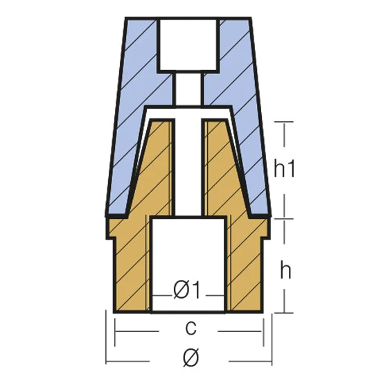 Tecnoseal, sinkmutter med 40 mm gjenger, 55 mm, 63 mm høy, Ø79 mm