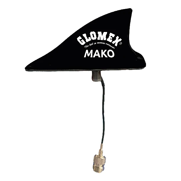 Glomex, Mako VHF-antenne, svart, 8 m kabel med kontakt PL259, 3,0 dB, 140 x 70 x 61 mm
