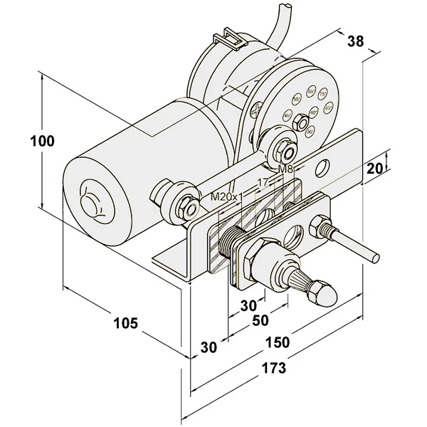 Exalto, Viskermotor Heavy Duty, 20 mm aksel / 12V, 23 Nm, 2 hastigheter, selvparkering, justerbar 40-90°
