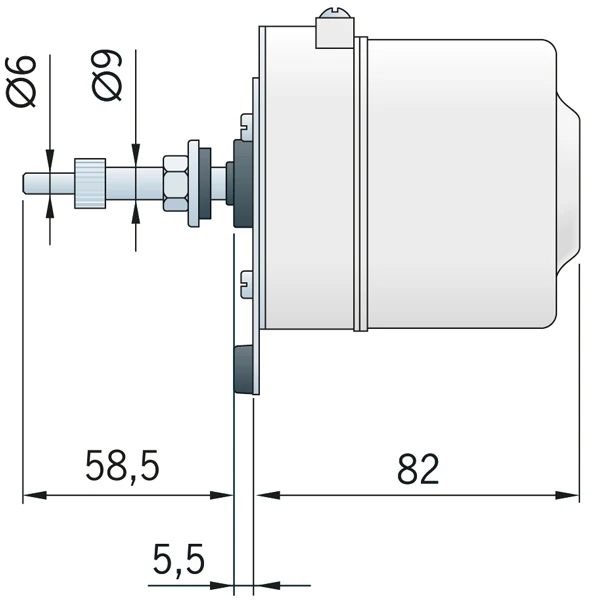Roca, Viskermotor W05, 56mm aksel / 12V, Justerbar vinkel 90˚/110˚, Hvit aluminium